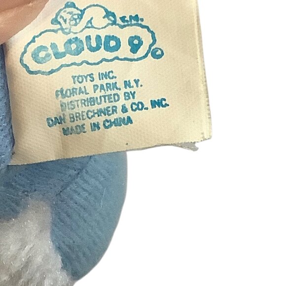 Vtg Cloud 9 Plush Bunny Rabbit Toy White Blue 6” Soft Stuffed Animal Hand Held - Picture 3 of 5